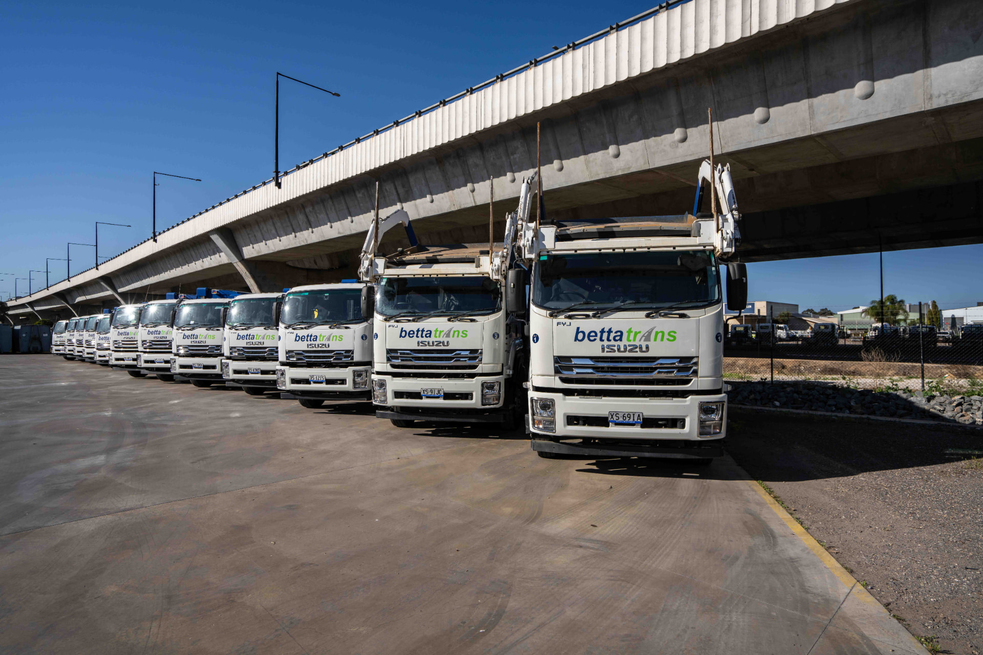 Bettatrans trucks lined up at the Wingfield depot